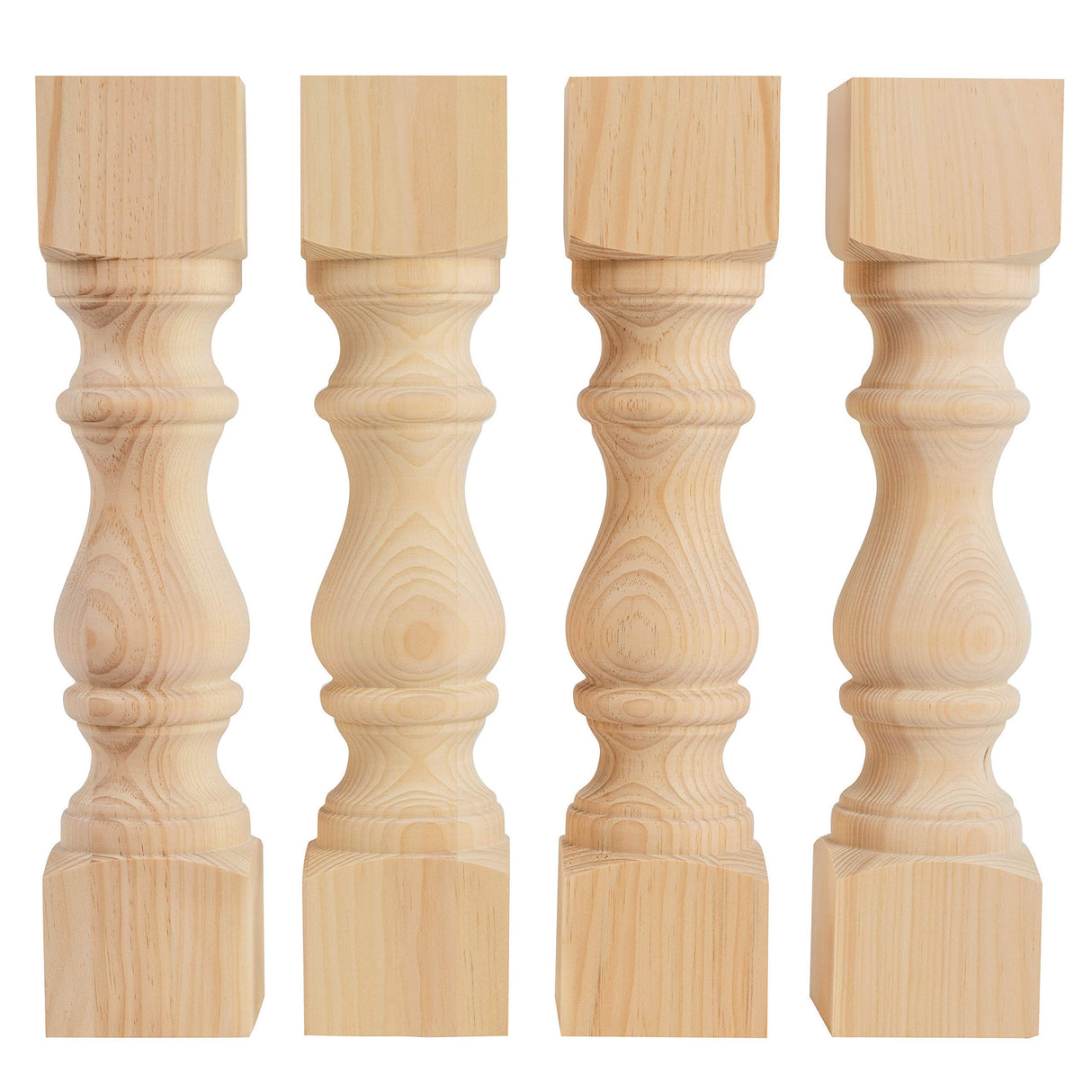 CAROLINA LEG CO. Pine Monastery Chunky Bench Legs - Set of 4 - Coffee Table Legs - Dimensions: 3.5" x 16" CAROLINA LEG CO.