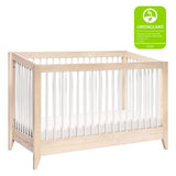 Babyletto Sprout 4-in-1 Convertible Crib with Toddler Bed Conversion Kit in Washed Natural and White, Greenguard Gold Certified babyletto