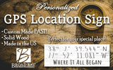 Personalized GPS Coordinate Wall Sign - Custom Home Décor 16.5 x 5.5 - Solid Wood - (Simple) Broad Bay
