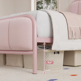 HITHOS Twin Size Bed Frame, Upholstered Pink Bed Frame with Button Tufted Headboard, Heavy Duty Metal Mattress Foundation with Wooden Slats, Easy Assembly, No Box Spring Needed (Pink, Twin) HITHOS