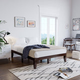 Giantex Queen Wood Platform Bed Frame, 14 Inch Solid Rubber Wood Mattress Foundation, Heavy Duty Wood Slats Support, No Box Spring Needed, Easy Assembly, Espresso Giantex