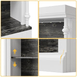 GAOMON 5-Tier Open Bookcase, Tall Roman Column Bookshelf with LED Lights, White & Black Wood Grain Adjustable Book Shelves, Freestanding Display Storage Organizer for Home Office, Living Room GAOMON