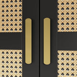 Homsee 47.2”W Rustic Wardrobe Armoire Closet with 5 Rattan Doors, Closet Cabinet with Hanging Rod, Drawers & Shelves, Cloth Organizer for Bedroom, Black and Brown Homsee