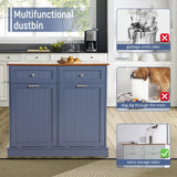 LOUVIXA Tilt Out Trash Can Cabinet with Double Hidden Trash Can Holder, Kitchen Free Standing Recycling Cabinet,Dog Proof Trash Can,Wood (Blue) LOUVIXA