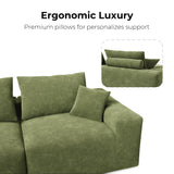 LIKIMIO 120" Boneless Couch for Living Room, Deep Seat Comfy Sectional Cloud Couch Sofa with Chaise, L-Shaped Modular Modern Sofa, No Assembly Required, Corduroy Upholstery Green LIKIMIO