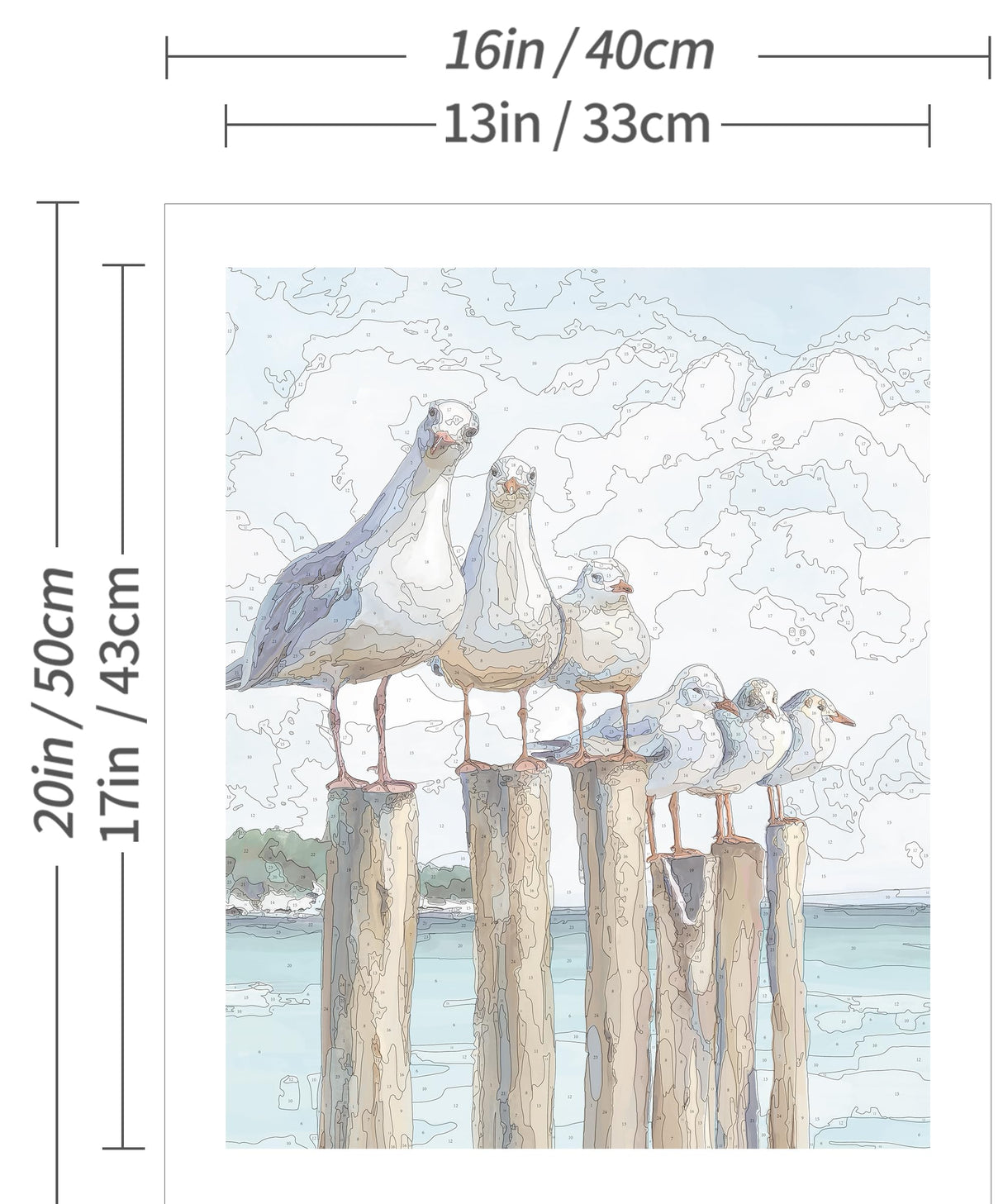 SUMGAR DIY Paint by Numbers Kit for Adults Beginner Seagull Blue Sea Paint by Numbers 16x20 Inch Without Frame Realistic Acrylic Oil Painting Drawing Craft Work Set with Brushes Christmas Gift SUMGAR