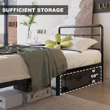 Lutown-Teen 12 Inch Twin XL Bed Frames with Victorian Vintage Headboard and Footboard, No Box Spring Needed, Heavy Duty Metal Mattress Foundation, Noise Free, Easy Assembly, Black Lutown-Teen