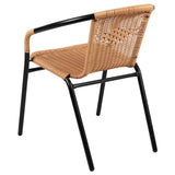 Flash Furniture Lila 2 Pack Beige Rattan Indoor-Outdoor Restaurant Stack Chair Flash Furniture