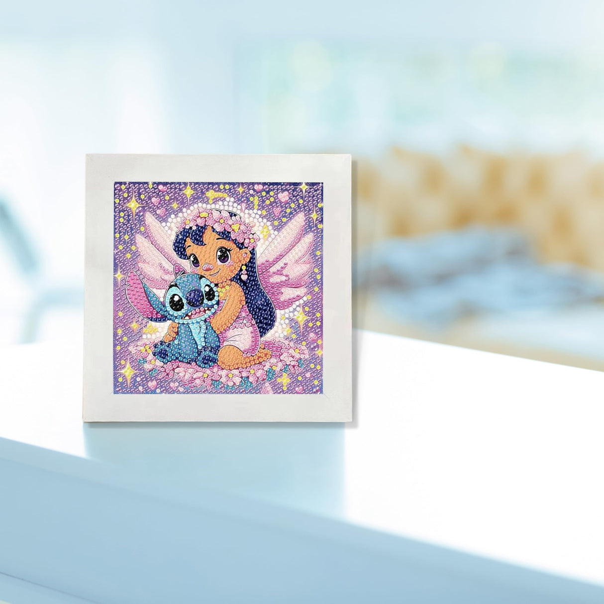 USACRAFT Cute Diamond Painting Kits, Mosaic Kit, Large 7x7 Natural Wooden Frame, Pre-Mounted Canvas, Sparkling Crystal Gems, Pen, Arts & Crafts Tray, Gum. Famous Characters, St.Girl USACRAFT