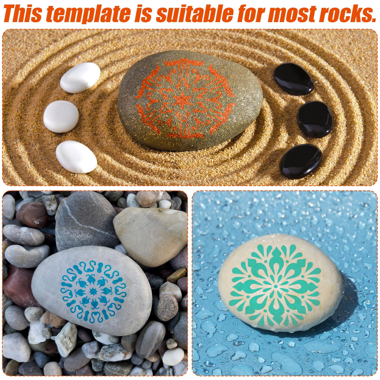 60pcs Mandala Stencils for Painting, 2x2 Inch Reusable Mandala Dotting Stencil PET Crafts Art Drawing Templates for Rocks Wood Furniture Canvas Fabric Decoration DIY Projects (Style 2) BOXOB