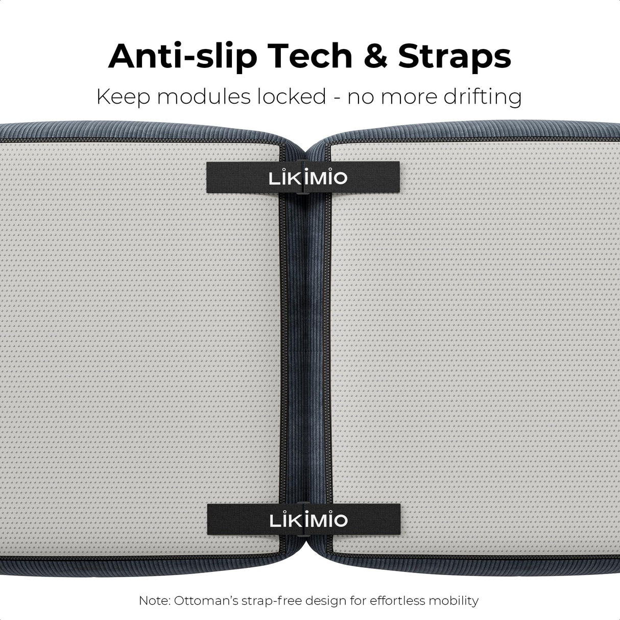 LIKIMIO 118" Modern L-Shaped Modular Sectional Sofa for Living Room, Corduroy Upholstery Charcoal Blue, Oversized 3-Seater Couch with Deep Seat and Movable Ottoman – No Assembly LIKIMIO