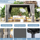 Aoxun Louvered Pergola 10 x 12ft Outdoor Aluminum Pergola with Adjustable Roof for Gardens, Decks and Backyards, Gray Aoxun
