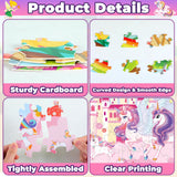 71Pcs Unicorn Fairy Jigsaw Puzzles for Girls Ages 3-5 Fairy Double Sided Puzzle for Kids Rainbow Castle Round Floor Puzzles Xmas Party Supplies Preschool Brain Teaser Educational Toys ZOIIWA