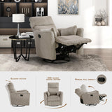 Lexicon Modern Swivel Glider Recliner Chair, Nursery Glider, Corduroy Fabric Upholstery Recliner with 2 Lumbar Pillows, Manual Reclining Sofa Chair for Living Room/Office/Apartment, Taupe Lexicon