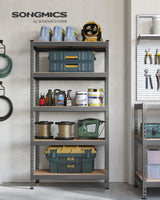 SONGMICS 5-Tier Storage Shelves, Garage Storage, Boltless Assembly, Adjustable Shelving Unit, 17.7 x 35.4 x 70.9 Inches, Load 1929 lb, for Shed Warehouse Basement Kitchen, Gray UGLR450G01 SONGMICS