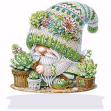 Succulents Gnome Tabletop Diamond Art Painting - DIY Diamond Art Kits for Adults Figurines Special Shaped Rhinestone Gem Art Statues, 5D Painting with Diamond Dots Sculpture Ornaments for Beginner Baipisan