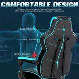 Vonesse Gaming Chair for Adults Gaming Chairs with Footrest Reclining Computer Gaming Chair for Heavy People Gamer Chair Big and Tall Ergonomic Game Chair Racing Chair with Lumbar Pillow(Teal/Cyan) Vonesse