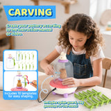 Pottery Wheel for Kids for Beginners, Mini Pottery Wheel,18 Miniature Clay Projects with 3 Pack Air Dry Clay, Arts and Crafts for Kids Ages 8-12 HEJIN