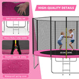 SKOK Trampoline 12FT Trampolines with Enclosure Net, 400LBS Outdoor Trampolines for Kids -ASTM Approved Pink Trampoline for Children and Adults with Jump Mat,Cover & Ladder SKOK