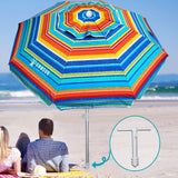 AMMSUN Beach Umbrellas for Sand Heavy Duty Wind Portable, 6.5ft Outdoor Umbrella with Sand Anchor and UV Protection, Parasols Includes Carry Bag for Beach, Patio, and Garden, Yellow Stripes AMMSUN