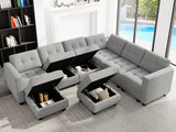 Belffin Modular Sectional Sofa with Storage Ottoman Oversized U Shaped Sofa Set Modular Sofa with Reversible Chaises Modern Fabric Light Grey Belffin