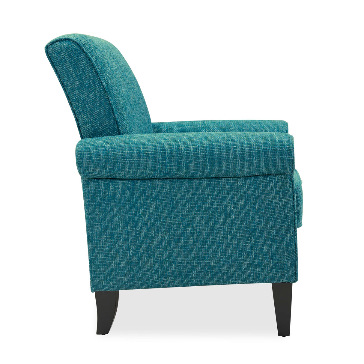 Domesis Kiara Traditional 34" Wide Upholstered Rolled Arm Living Room & Bedroom Accent Chair, Comfy Elegant Armchair with Pewter Nailheads, in Blue Tweed Domesis