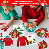 32 Sets Christmas DIY Art Craft Kits Christmas Ugly Sweaters Ornaments Art Sets Christmas Winter Stickers Arts and Crafts Bulk for Kids Snow Holiday Xmas Theme Classroom Activities Party Decorations Qyeahkj