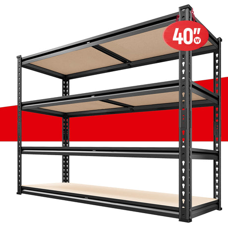REIBII 40" W Garage Shelving 2000LBS Storage Shelves Heavy Duty Shelving 4 Tier Adjustable Metal Shelves for Garage Shelves Storage Rack Closet Shelving Pantry Shelves Utility Shelf,40" W*20''D*60''H REIBII