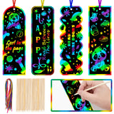 GOMANCHE 40 Sets Scratch Art for Kids, 4 Styles Magic Rainbow Bookmarks Craft Kit, Scratch Paper Art Sets for Students Party Bag Fillers GOMANCHE