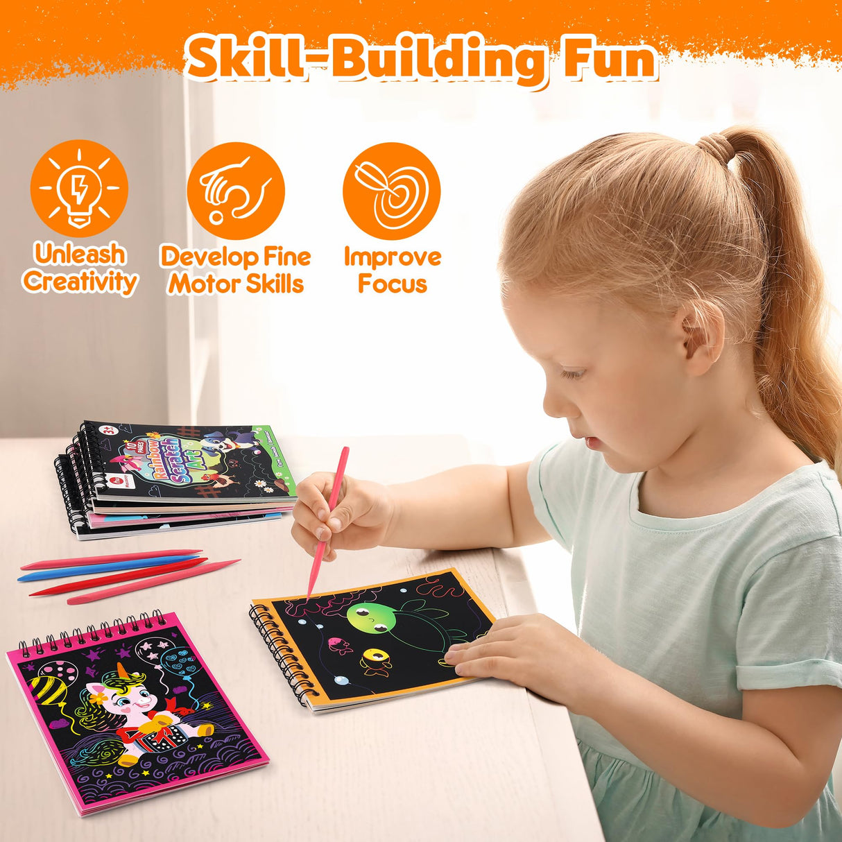 Mocoosy 24 Pack Scratch Art Party Favors for Kids, Birthday Goodie Bag Stuffers, Rainbow Scratch Notebook Bulk Classroom Prizes, Kids Art Craft Kit Back to School Supplies Student Gift from Teacher Mocoosy