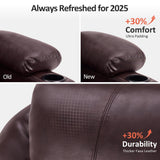 MCombo Large Power Lift Recliner Chair with Massage and Heat for Tall Elderly People, 3 Positions, Cup Holders, and USB Ports, Faux Leather 7516 (Large, Dark Brown) MCombo