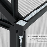 Outsunny 6' x 10' x 6.5' Polycarbonate Greenhouse, Heavy Duty Outdoor Aluminum Walk-in Green House Kit with Rain Gutter, Vent and Door for Backyard Garden, Gray Outsunny