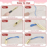 12 Pcs Punch Needle Kit, Embroidery Punch Needle Tool Wooden Handle Embroidery Tool Punch Needle Threader Set for Adults Beginner Yarn Floss Cross Stitching Piriuuo
