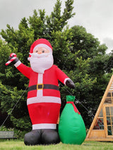 12 Ft by 7.6 Ft Giant Christmas Inflatables Decorations Outdoor Santa Claus with Gift Bag with LED Light for Christmas Blow Up Yard Decor for Lawn Garden Party Holiday Xmas Decorations Cute Fun TURNMEON