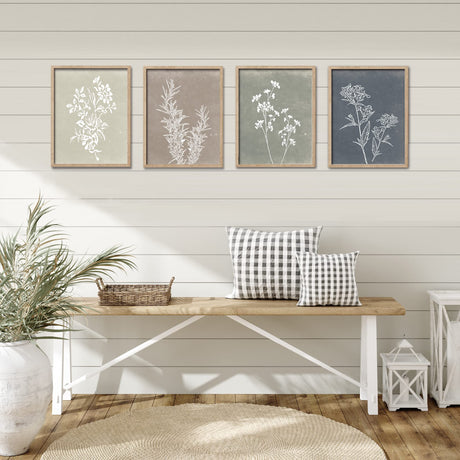 Framed Boho Wall Art Set of 4 for Wooded Minimalist Botanical Print Wall Art for Rustic Vintage Farmhouse Home Kitchen Wall Decor (Brown, 12x16) Liswit