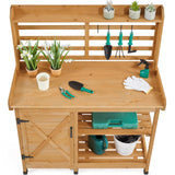 Yaheetech Outdoor Potting Bench, Large Horticulture Work Table Workstation with Storage Cabinet Shelf & Planting Working Console for Patio/Lawn/Garden - Wood Yaheetech