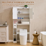 Viroformo Over The Toilet Storage Cabinet, 32 Inches Width Farmhouse Storage Cabinet Over Toilet with 2 Barn Door, Toilet Paper Holder Stand, Toilet Rack for Bathroom, Laundry, Restroom, White Viroformo