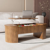 Oval Lift Top Coffee Table with Hidden Storage, Mid Century Modern Coffee Table with Lift Tabletop for Living Room, 47 Inch Large Wooden Center Table for Home Office (Walnut) Jimmhome