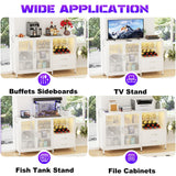 Cyclysio Multifunctional Wine Bar Cabinet with Charging Station, LED Lights and Ample Storage in White Cyclysio