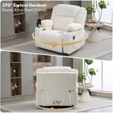 SINCRUMI Power Oversized Swivel Rocker Recliner with Dual Motor Adjustable Headrest for Adults, Glider Rocking Chair with Vibration and Heat, USB A&C Ports, Armrest Storage, Cup Holder, Cream White SINCRUMI