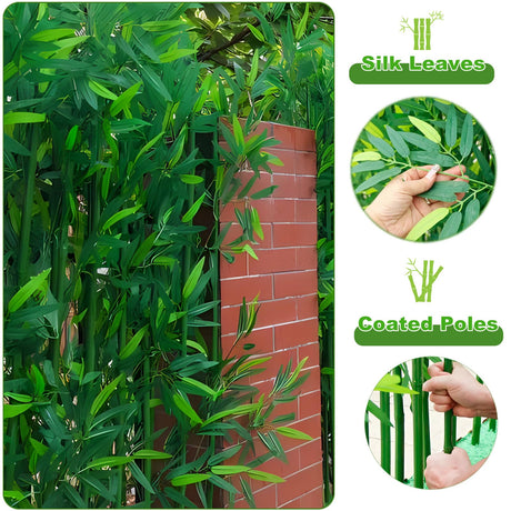 HOUSESET 4ft / 6ft Artificial Bamboo Tree 10 Pack, Fake Bamboo Plant with Encrypted Silk Leaves for Garden Yard Indoor Outdoor Decor, Privacy Waterproof Faux Plants HOUSESET