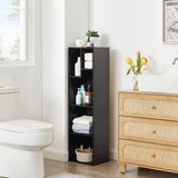 VECELO 4-Tier Slim Bookcase, Modern Storage Cabinet, Slim Bookshelf, Fits Tallest Hardcover, 5 Cubes, Vertical or Horizontal, Easy Assembly, Black VECELO