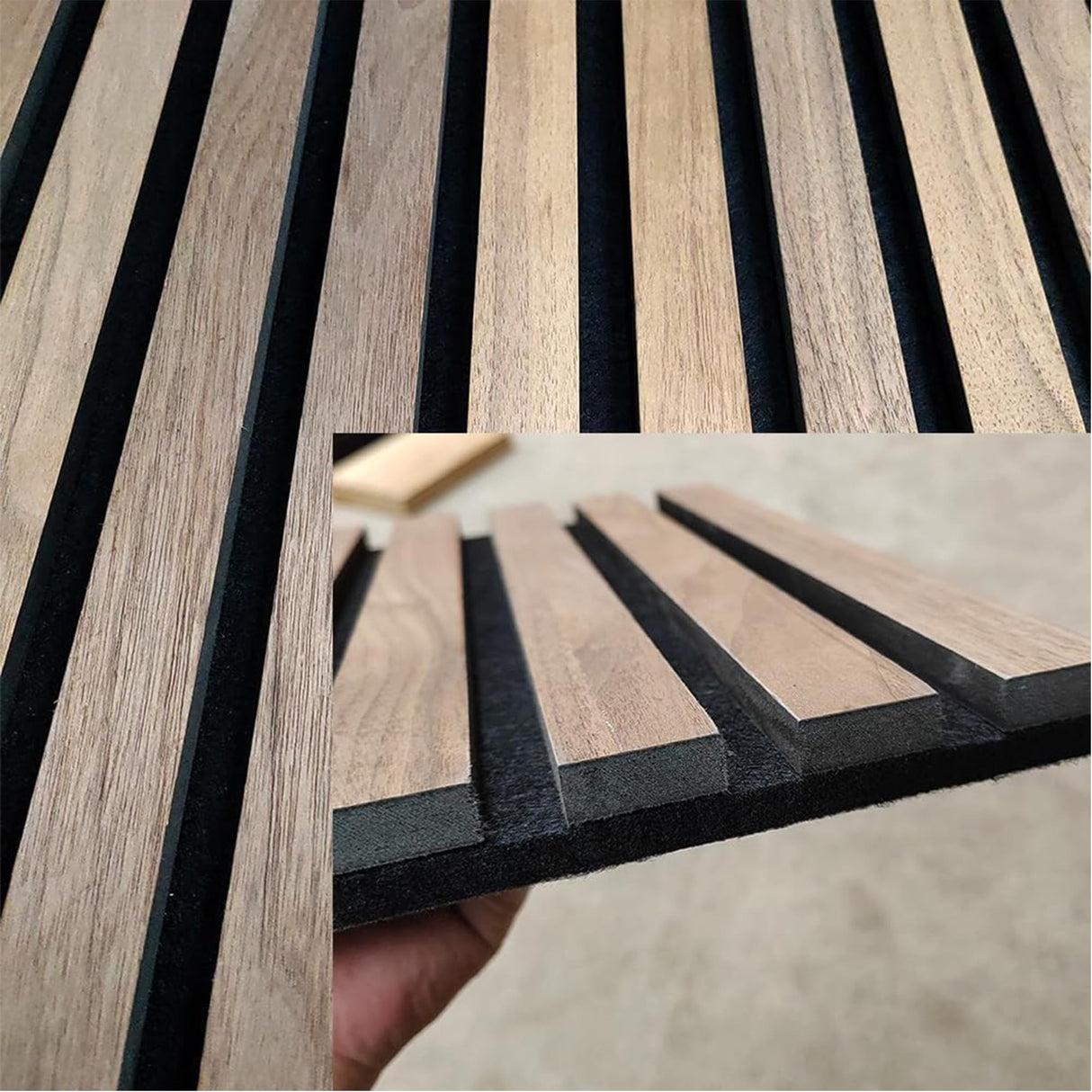 Acoustic 3D Panels for Interior Wall and Ceiling Decor, Soundproof Wood Accent Slat Fluted Noise Absorbing Panels Decorative for Bathroom, Bedroom,Genuine Walnut Wood Veneer, 94.5" X 23.6" Each Box Kieacia