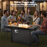 CAODOC 15-Piece Outdoor Sectional Sofa Set w/ 43" Fire Pit – L-Shaped Wicker Patio Furniture, Deep Seating & Swivel Rockers, Red CAODOC