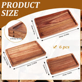 6 Pcs Wooden Tray Wood Serving Tray Set Wood Board for Food Rectangular Wooden Serving Platters Wooden Plates Serving Board for Cheese Appetizer Charcuterie Food Vegetables Dessert Home Party, 3 Sizes Qunclay