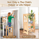 BueDeHai 4 in 1 Kitchen Toddler Step Stool, Wooden Kitchen Toddler Tower with Whiteboard and Safety Rail, Adjustable-Height Kids Learning Standing Tower for Kitchen Counter Bathroom Sink BueDeHai