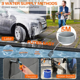 Lemolify 6000mAh Battery Pressure Washer, Electric Power Washer Cordless, Portable Car Pressure Washer Handheld with 6-in-1 Nozzle,17FT Drain Hose, Power Cleaner for Patio Floor Fence Deck,2 Battery Lemolifys
