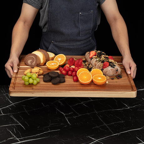 24 x 18 Inch Large Acacia Wood Cutting Board, Reversible Wooden Butcher Block Cutting Board with Juice Groove, Carving Board for Meat, Turkey, Fashionwu