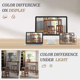 Cozyman 53 inch Bar Table and Chairs Set, Acacia Wood Pub Table with 2 Stools, Rectangular Counter Height Table Set for Dining Room, Kitchen, Living Room, Teak Brown Cozyman