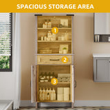 DWVO Farmhouse Storage Cabinet, Small Bathroom Storage Cabinet with Doors and Shelves, 58" Tall Multi-Functional Accent Cabinet for Dining Room, 58" H x23.6 W, Washed Grey DWVO